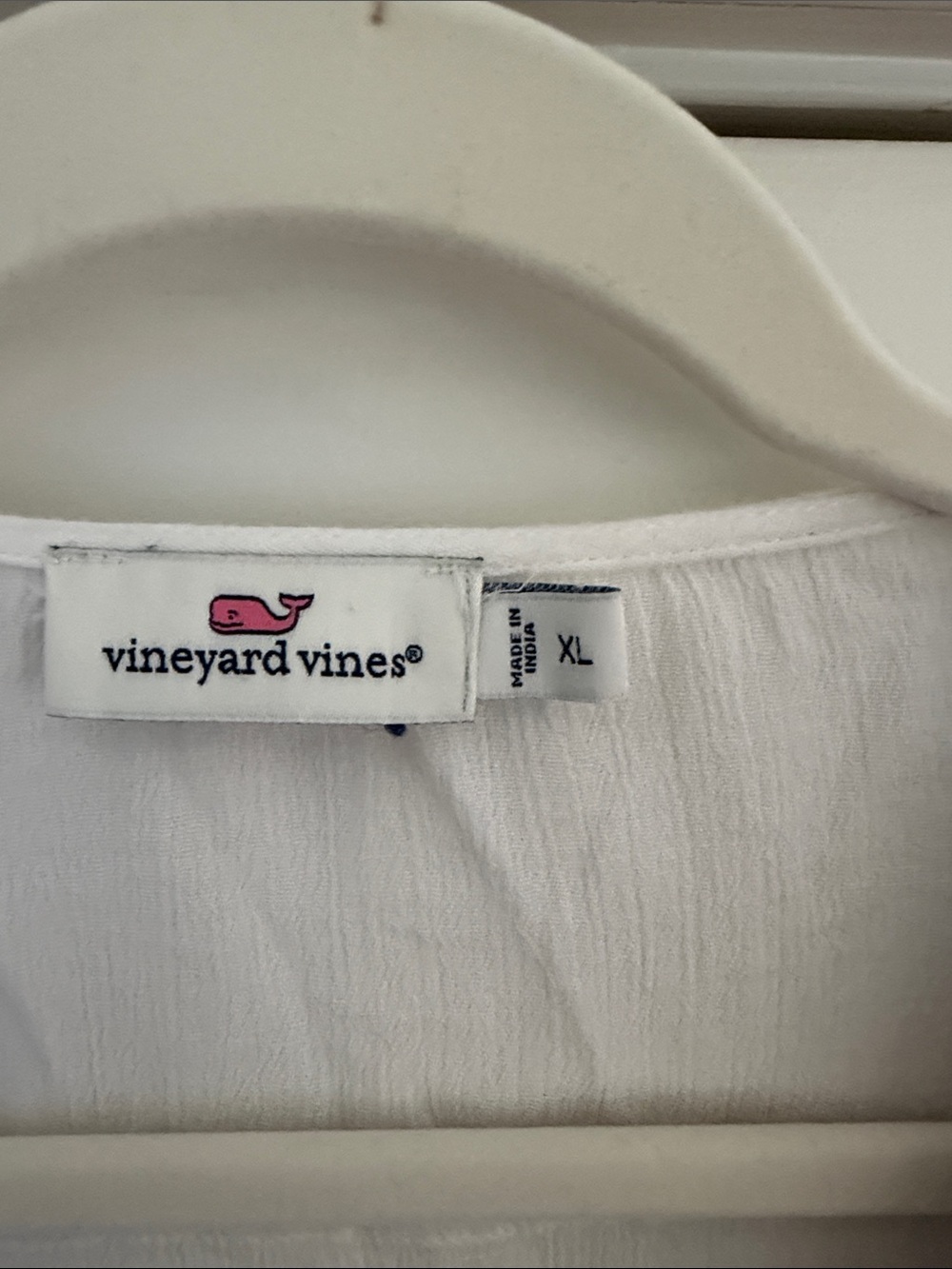 Vineyard Vines XL White Tunic Swim Cover Up Navy Embroidery with Tassels - Picture 2 of 6